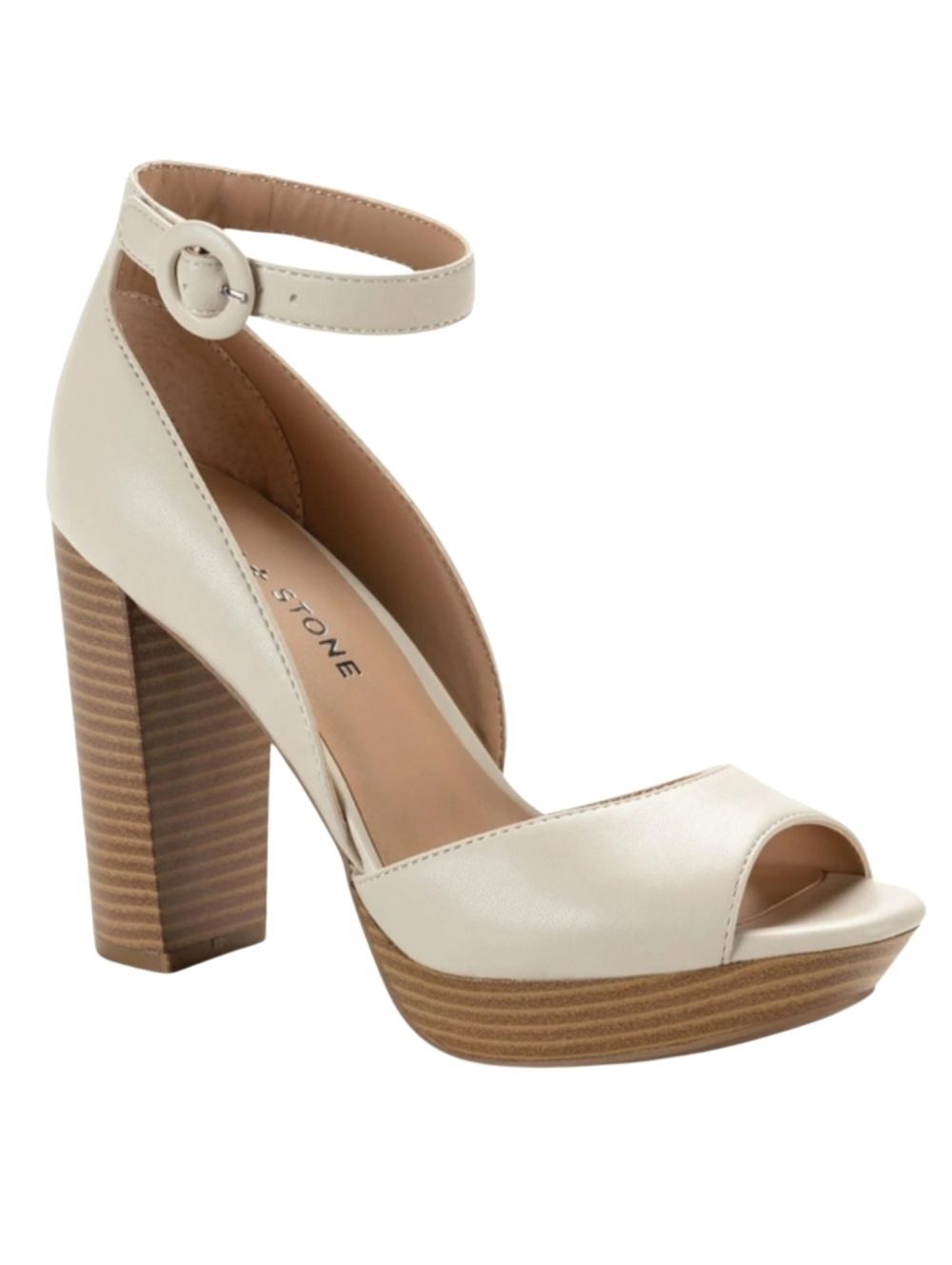 NIB Sun + Stone Faux Leather Platform Heels Size 10 Reeta Ivory